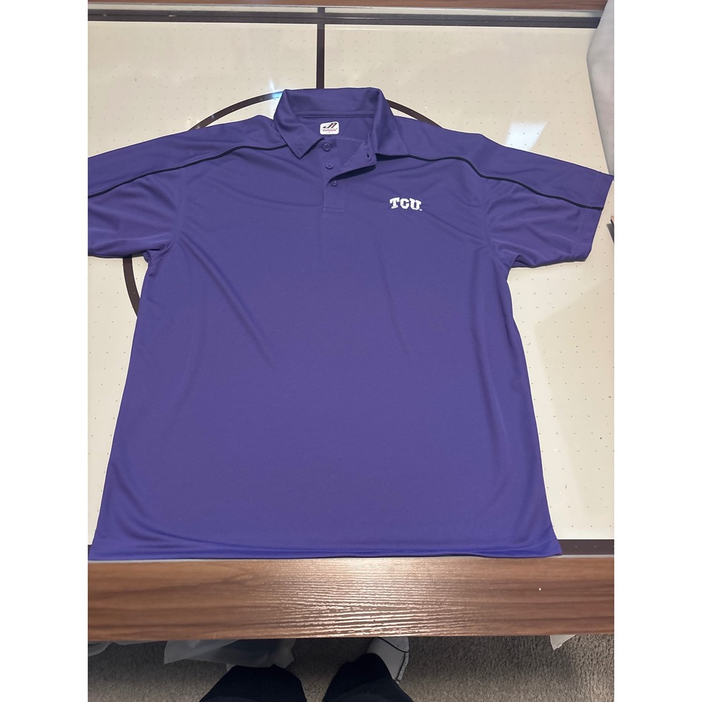 1293 J America TCU Horned Frogs Mens XL Purple Performance Polo Shirt